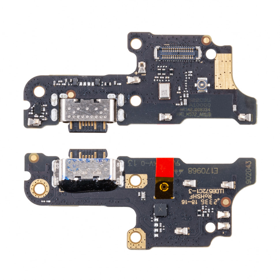 Шлейф для Xiaomi Redmi 13C 4G/Poco C65 плата на системный разъем/микрофон - Премиум