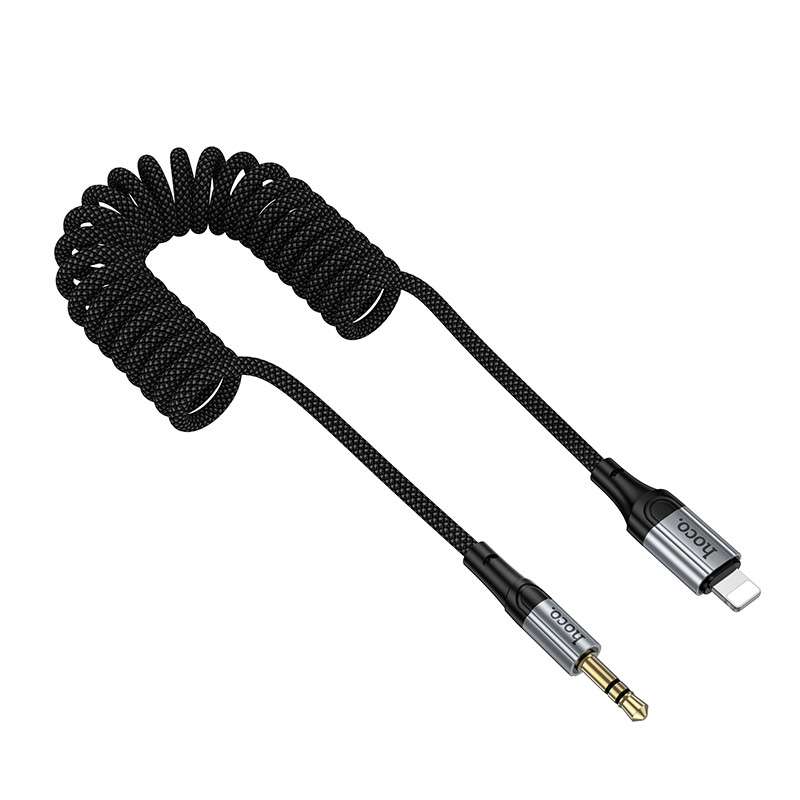 Кабель AUX "3,5 мм" Jack - Lightning Hoco UPA33A (1.5 м) Черный
