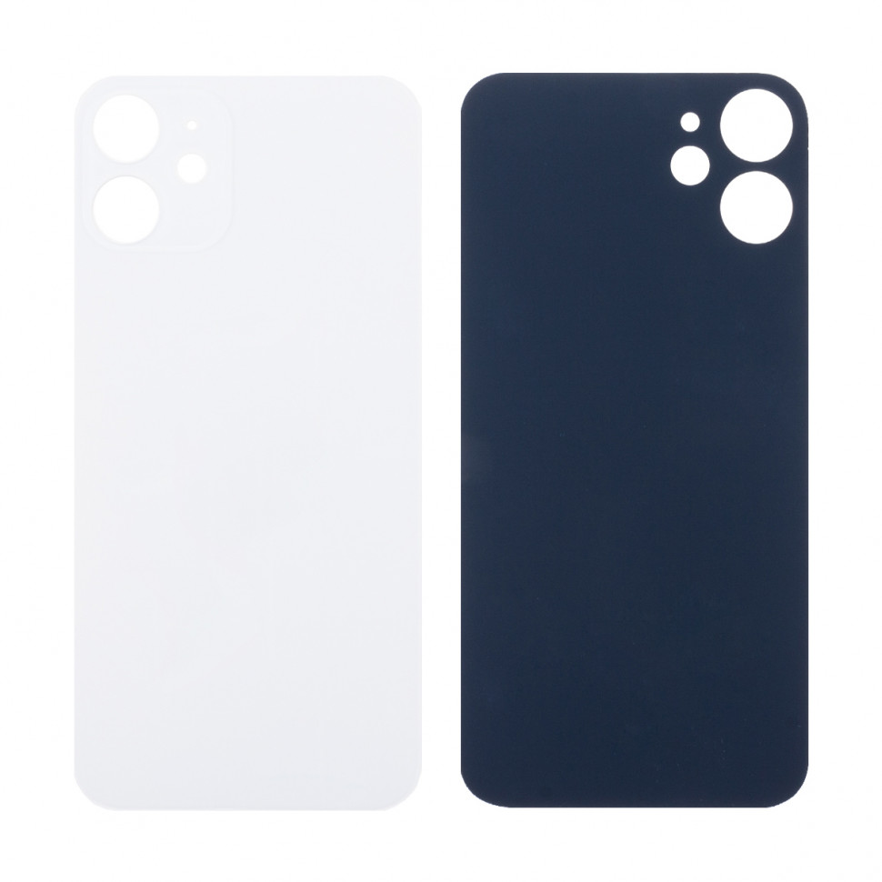 Задняя крышка для iPhone 12 mini Белый (стекло, широкий вырез под камеру, логотип)