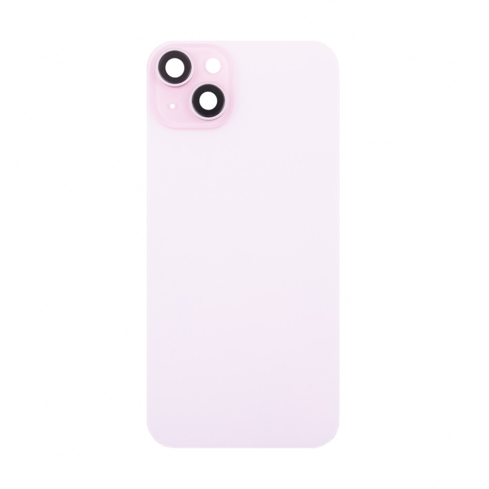 Задняя крышка для iPhone 15 Plus в сборе со стеклом камеры Розовый (стекло, логотип) - Премиум