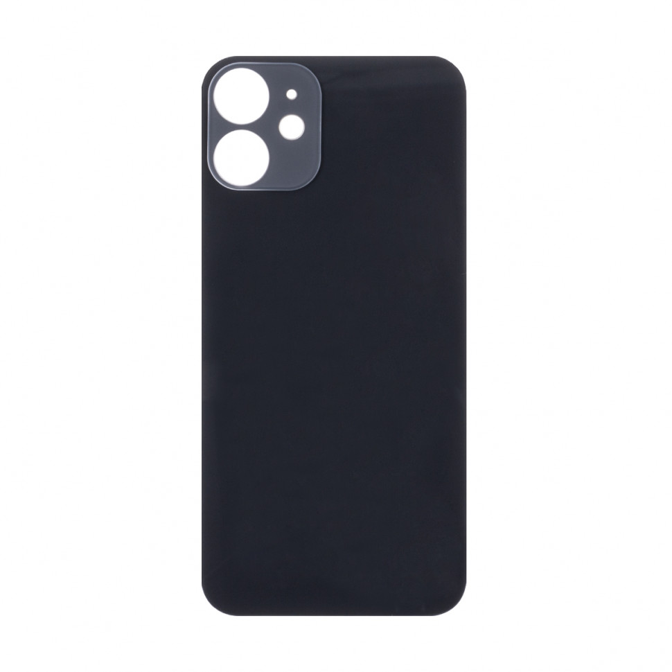 Задняя крышка для iPhone 12 mini Черный (стекло, широкий вырез под камеру, логотип)