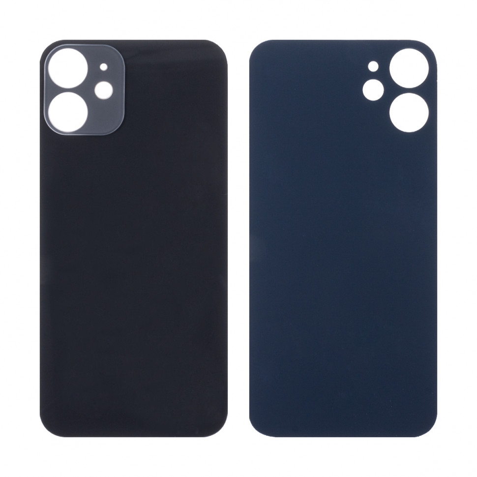 Задняя крышка для iPhone 12 mini Черный (стекло, широкий вырез под камеру, логотип)