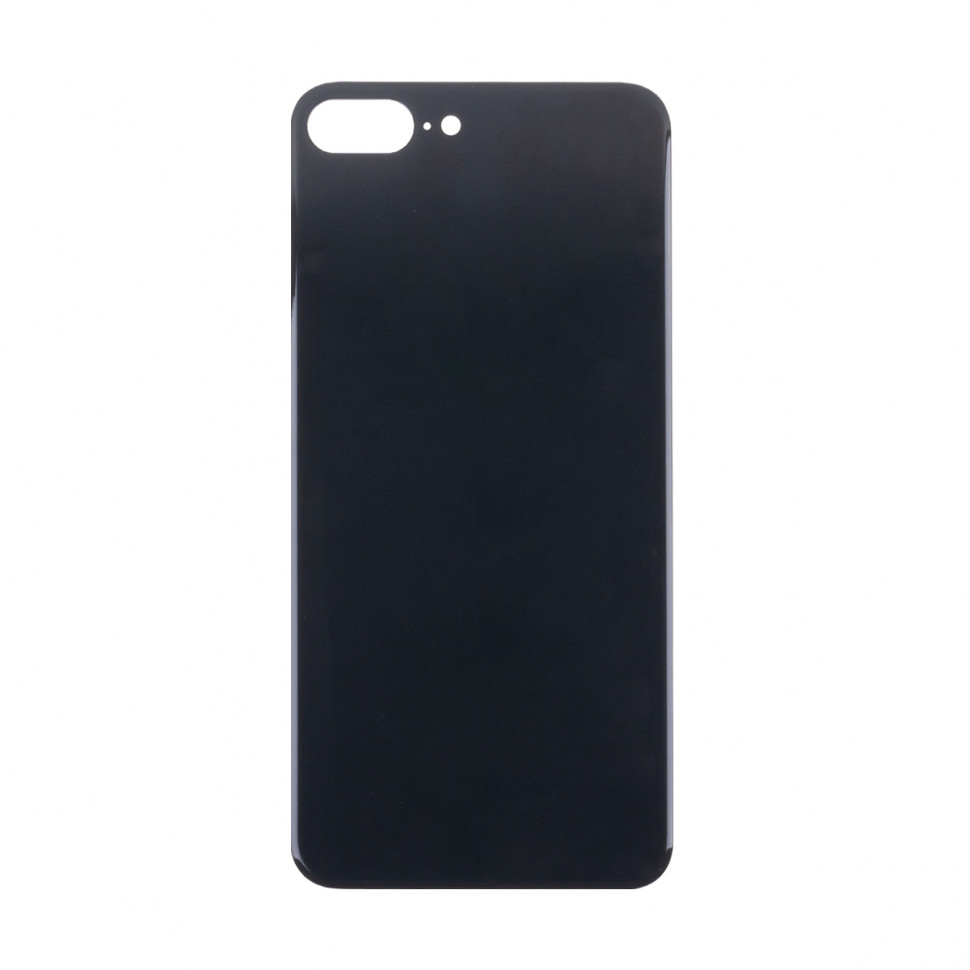 Задняя крышка для iPhone 8 Plus Черный (стекло, широкий вырез под камеру, логотип) - Премиум