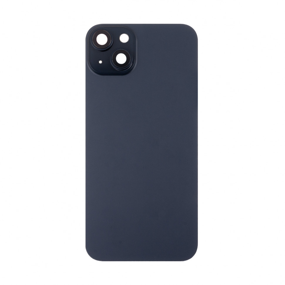 Задняя крышка для iPhone 15 Plus в сборе со стеклом камеры Черный (стекло, логотип) - Премиум