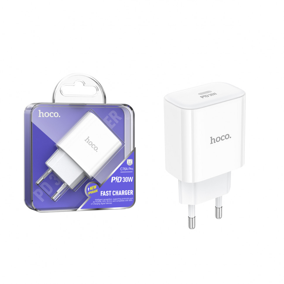 СЗУ Type-C Hoco C76A Pro (30W, PD) Белый