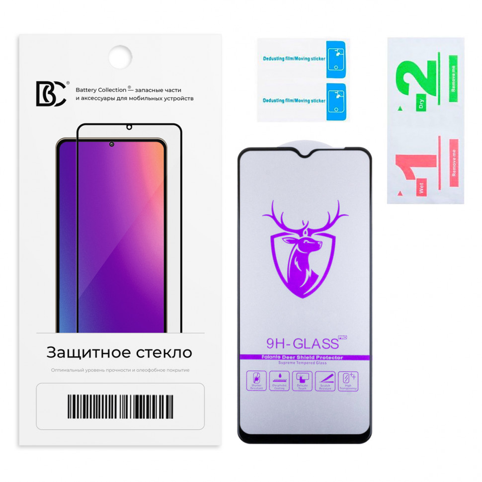 Защитное стекло "Премиум" для Samsung A037F (A03s) Черный (157 мм)