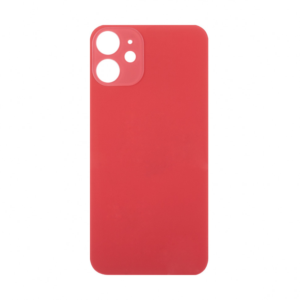 Задняя крышка для iPhone 12 mini Красный (стекло, широкий вырез под камеру, логотип)