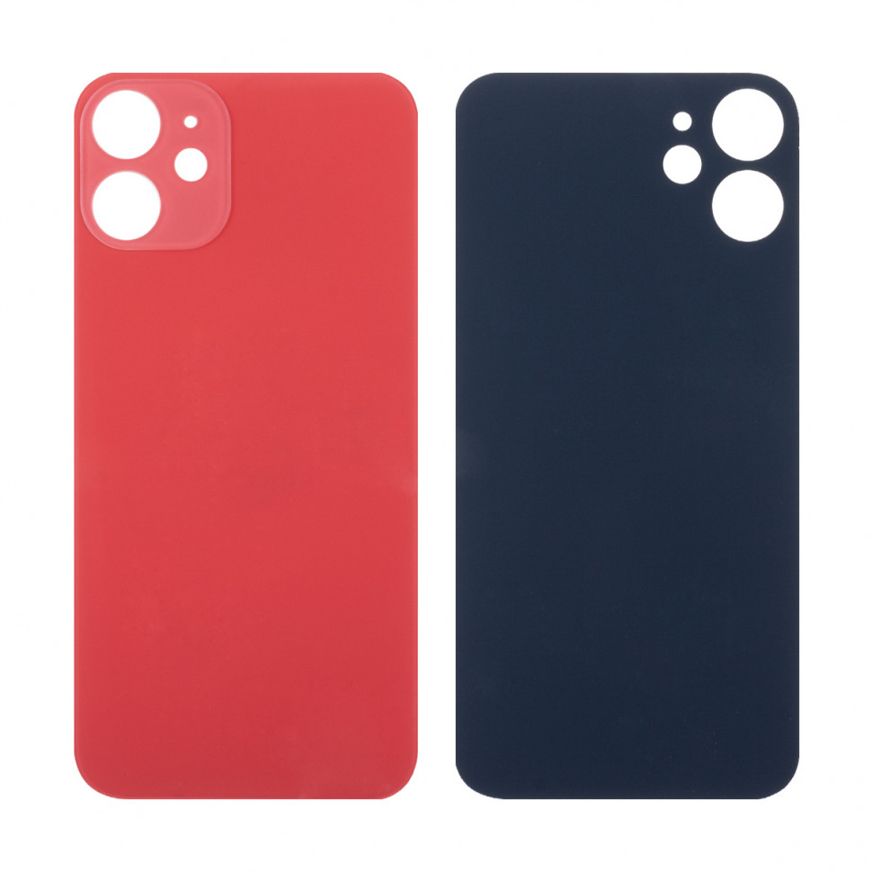Задняя крышка для iPhone 12 mini Красный (стекло, широкий вырез под камеру, логотип)