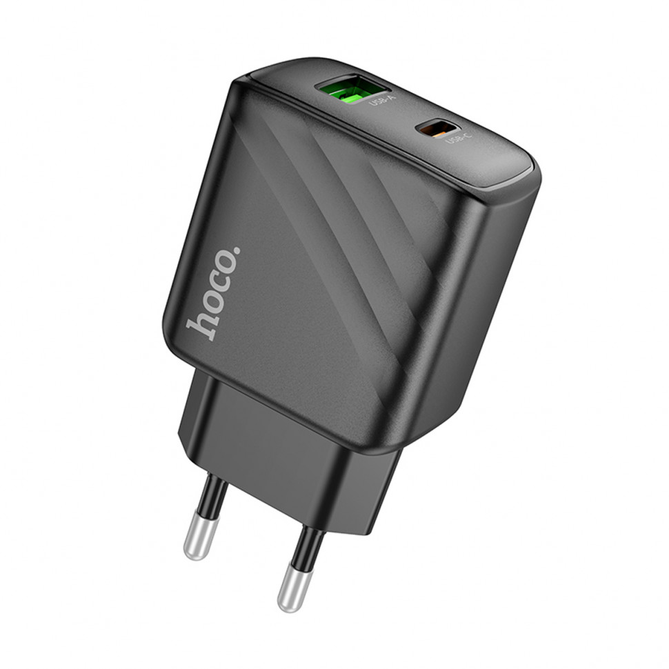 СЗУ USB/Type-C Hoco CS23A (30W, QC3.0, PD, 2 порта) Черный