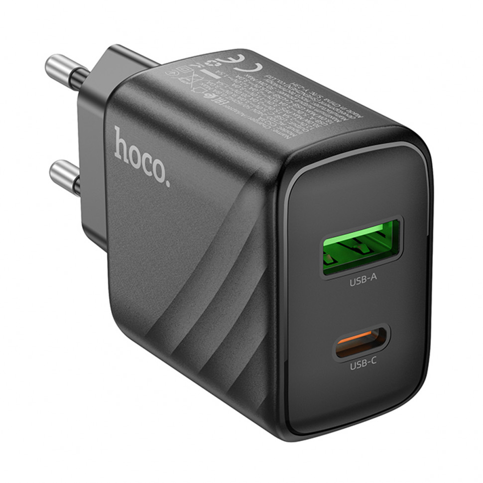 СЗУ USB/Type-C Hoco CS23A (30W, QC3.0, PD, 2 порта) Черный