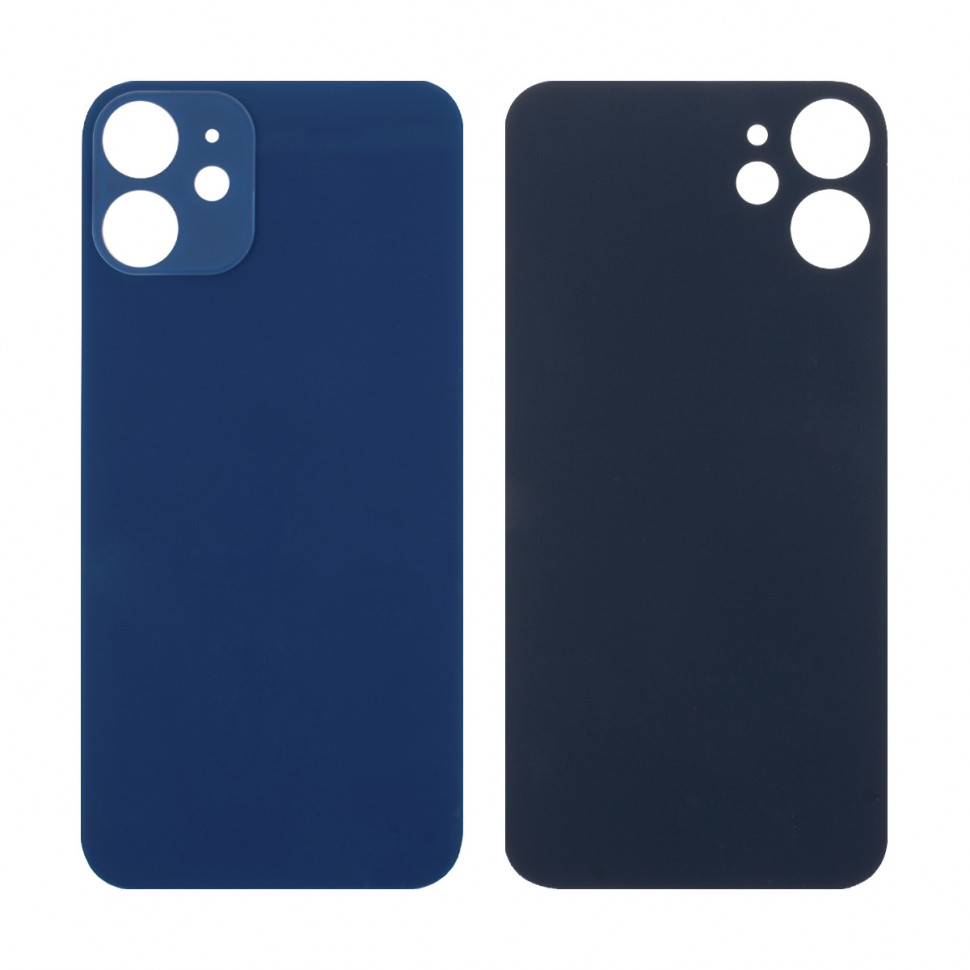Задняя крышка для iPhone 12 mini Синий (стекло, широкий вырез под камеру, логотип)
