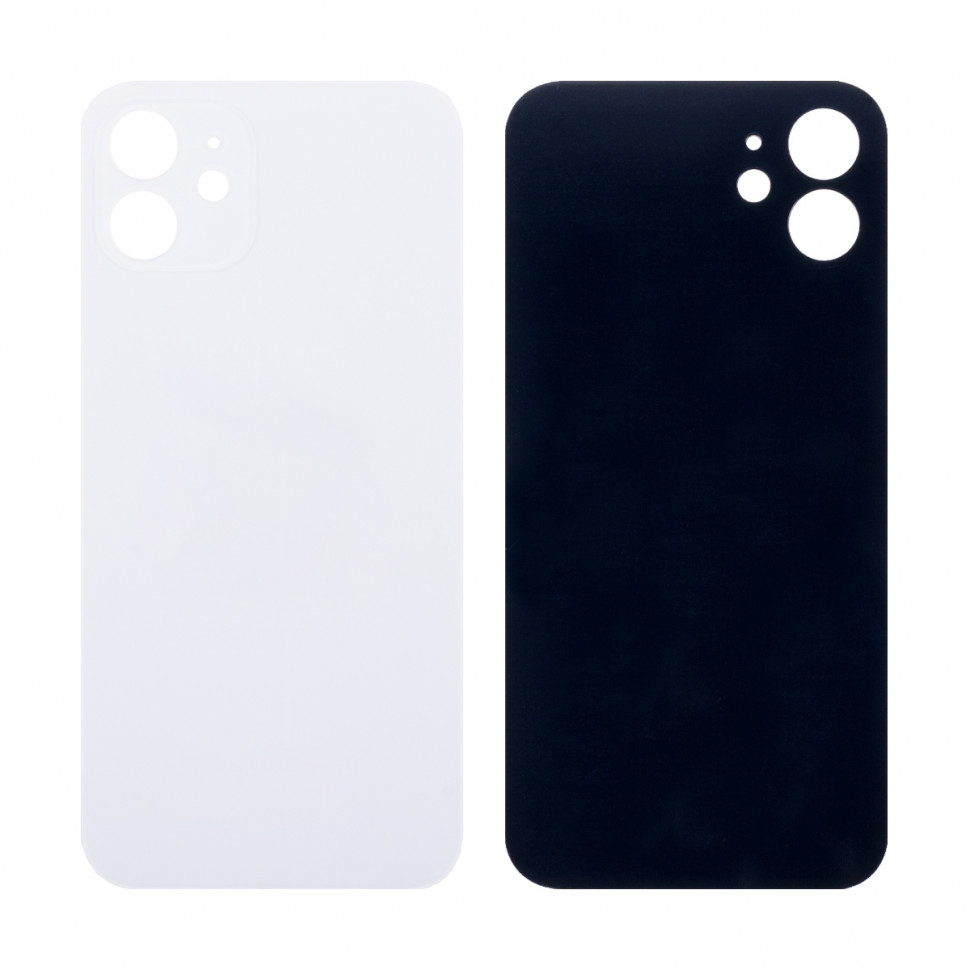 Задняя крышка для iPhone 12 Белый (стекло, широкий вырез под камеру, логотип)