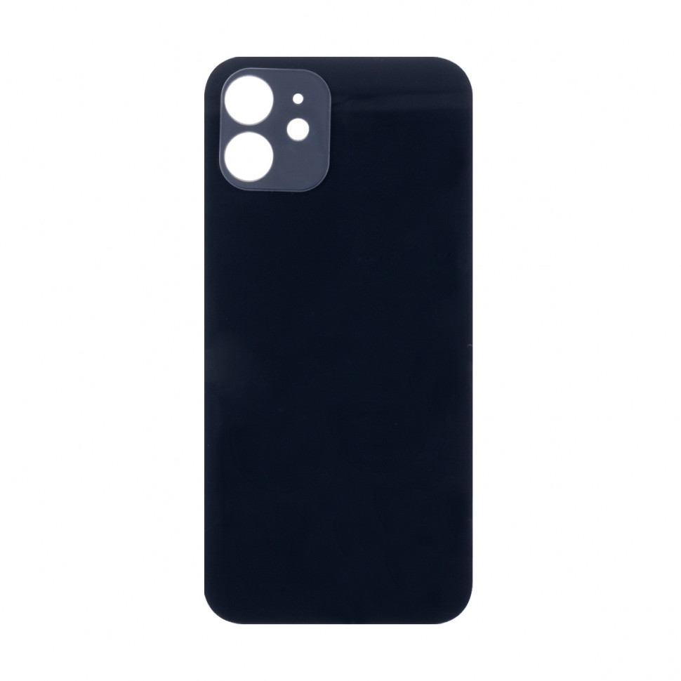 Задняя крышка для iPhone 12 Черный (стекло, широкий вырез под камеру, логотип)