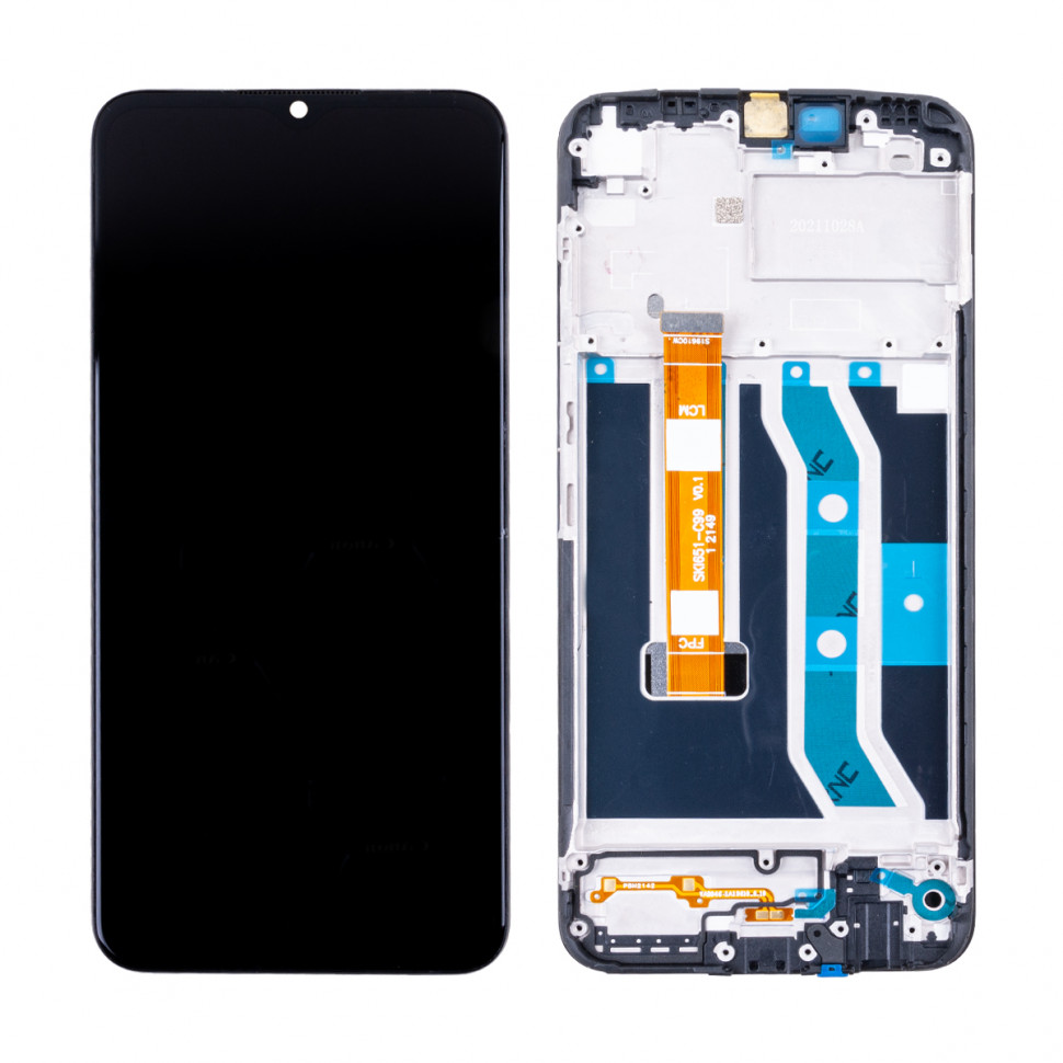 Дисплей с рамкой для Realme C21Y Черный Оригинал
