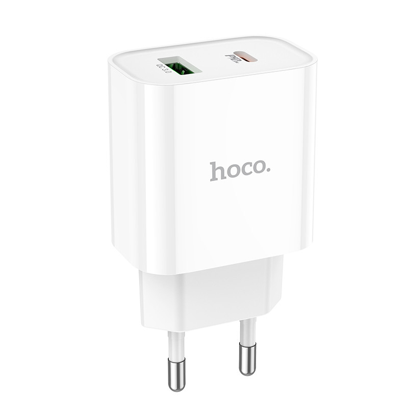 СЗУ USB/Type-C Hoco C80A Plus (20W, QC3.0, PD, 2 порта) Белый