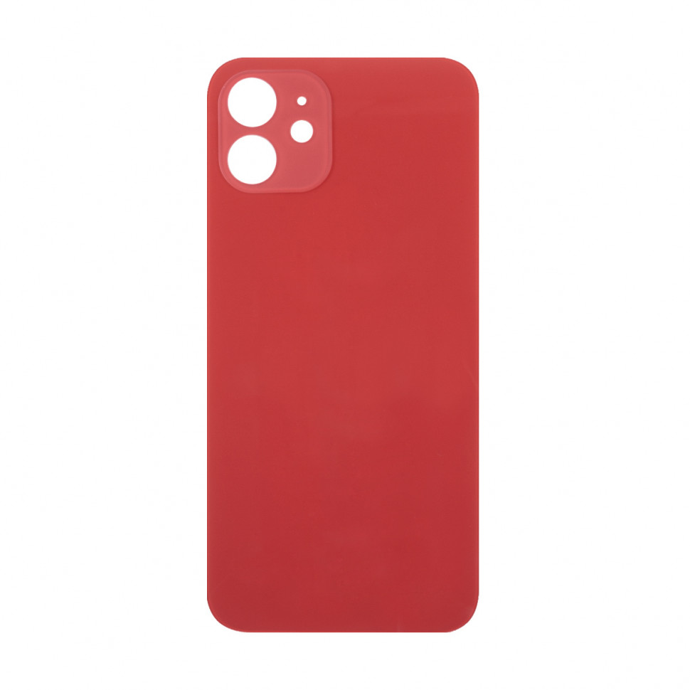 Задняя крышка для iPhone 12 Красный (стекло, широкий вырез под камеру, логотип)