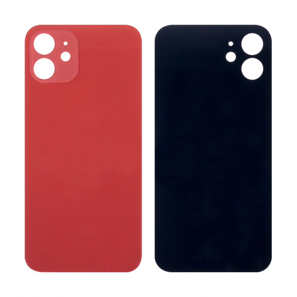 Задняя крышка для iPhone 12 Красный (стекло, широкий вырез под камеру, логотип)