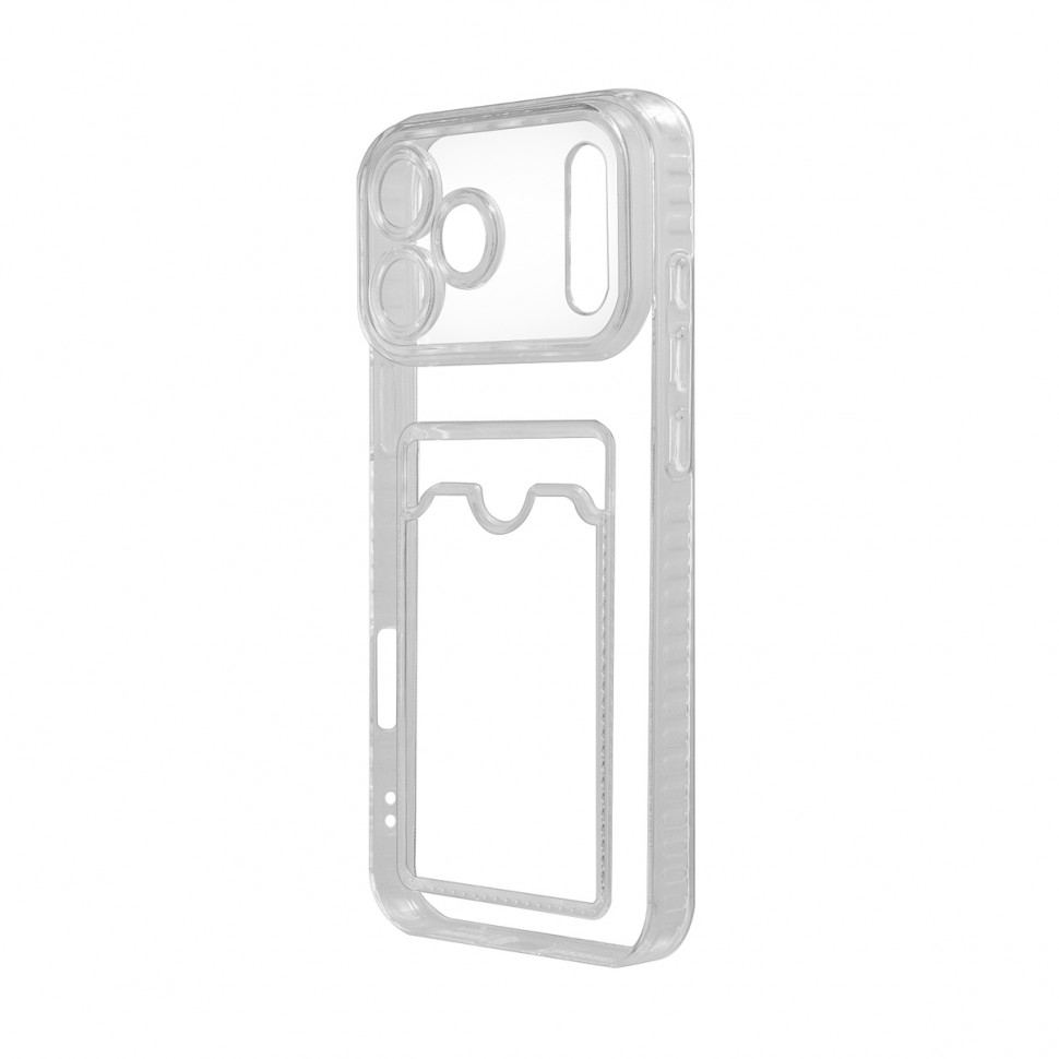 Чехол-накладка для iPhone 17 Pro (с защитой камеры, карманом для карт, прозрачный)