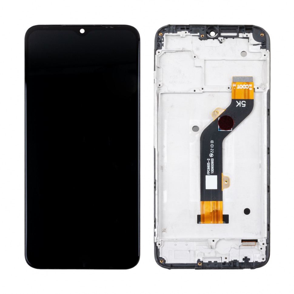 Дисплей с рамкой для Tecno Spark 8C Черный Оригинал