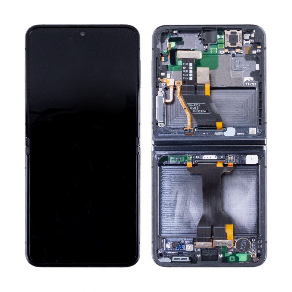 Дисплей с рамкой для Samsung F731B (Z Flip5) внутренний 6.7" Черный Оригинал (SP)