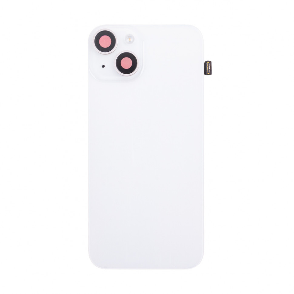 Задняя крышка для iPhone 14 стеклом камеры Белый (стекло, MagSafe ориг. шлейф, логотип) - Премиум