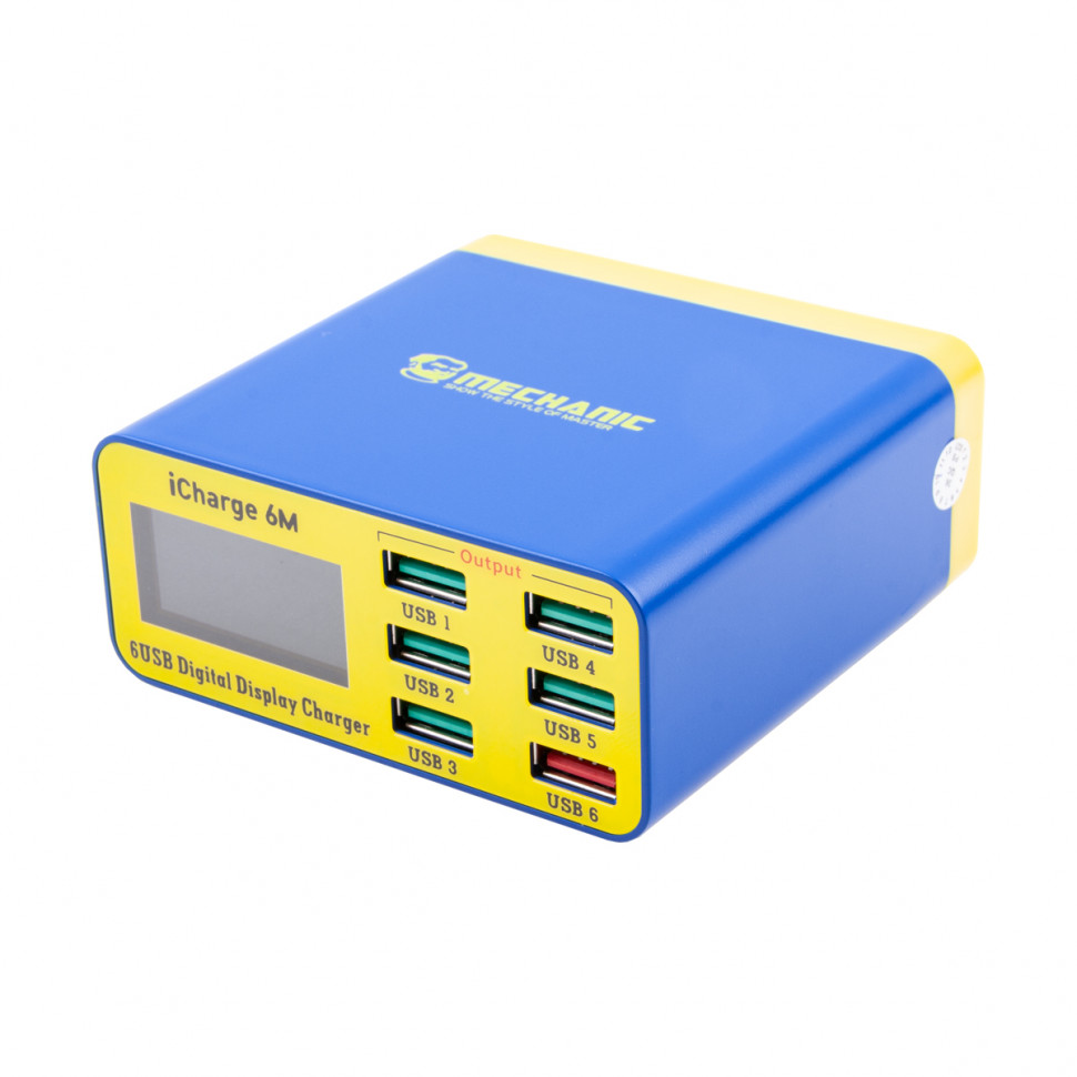 Зарядная станция Mechanic iCharge 6M (40W, 6 портов, 5USB/USB-QC3.0, LCD)