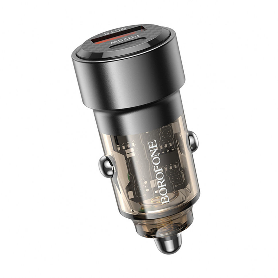 АЗУ USB/Type-C Borofone BZ20 (38W, QC3.0, PD, 1Type-C, 1USB, прозрачный) Черный