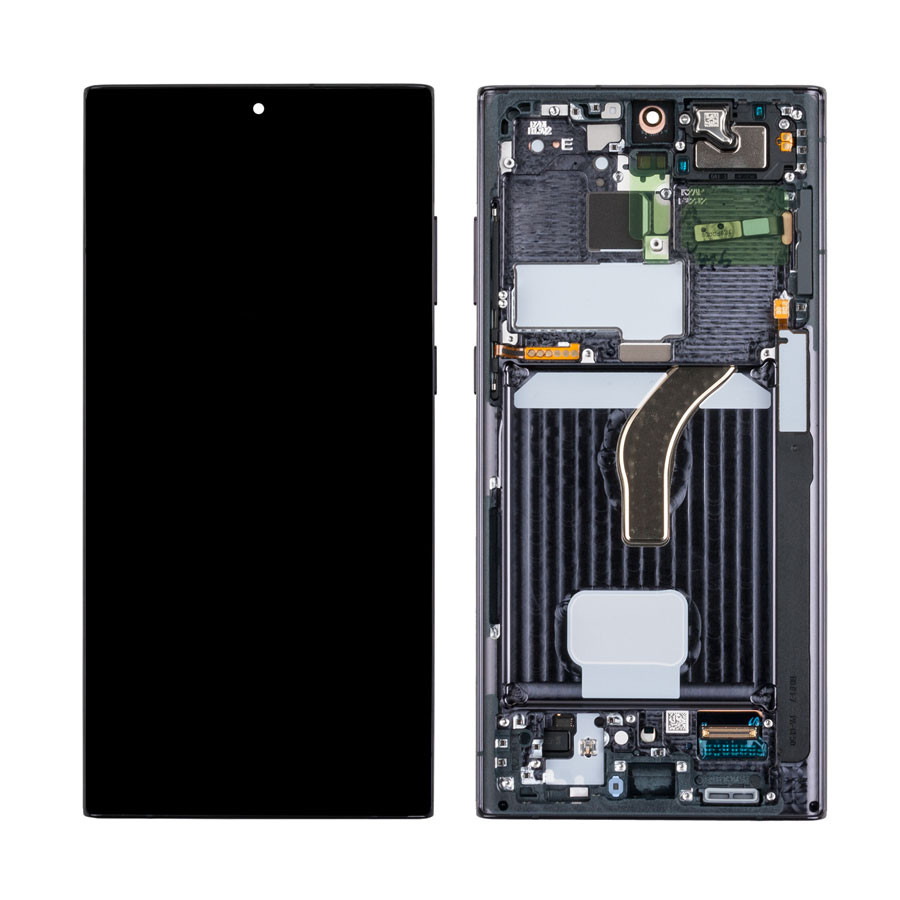 Дисплей с рамкой для Samsung S908B/S9080 (S22 Ultra) Черный Оригинал (SP)