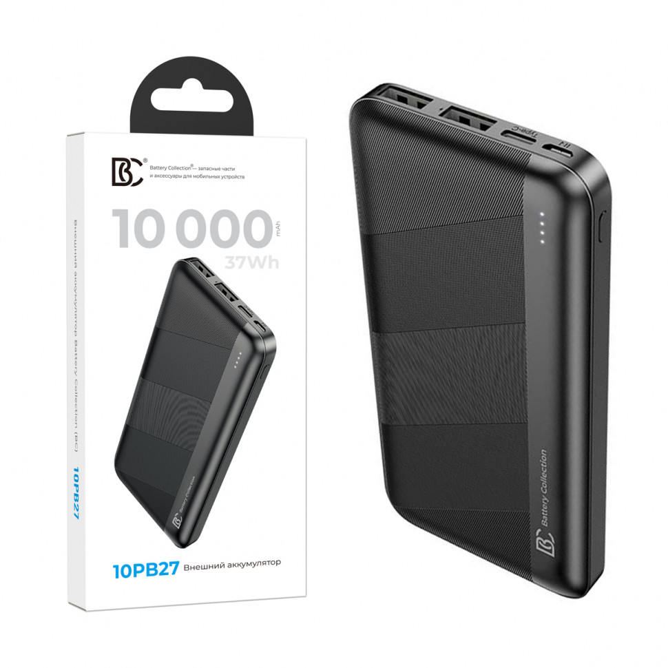 Внешний Аккумулятор BC 10PB27 10000 mAh (10W, 2USB, MicroUSB, Type-C) Черный