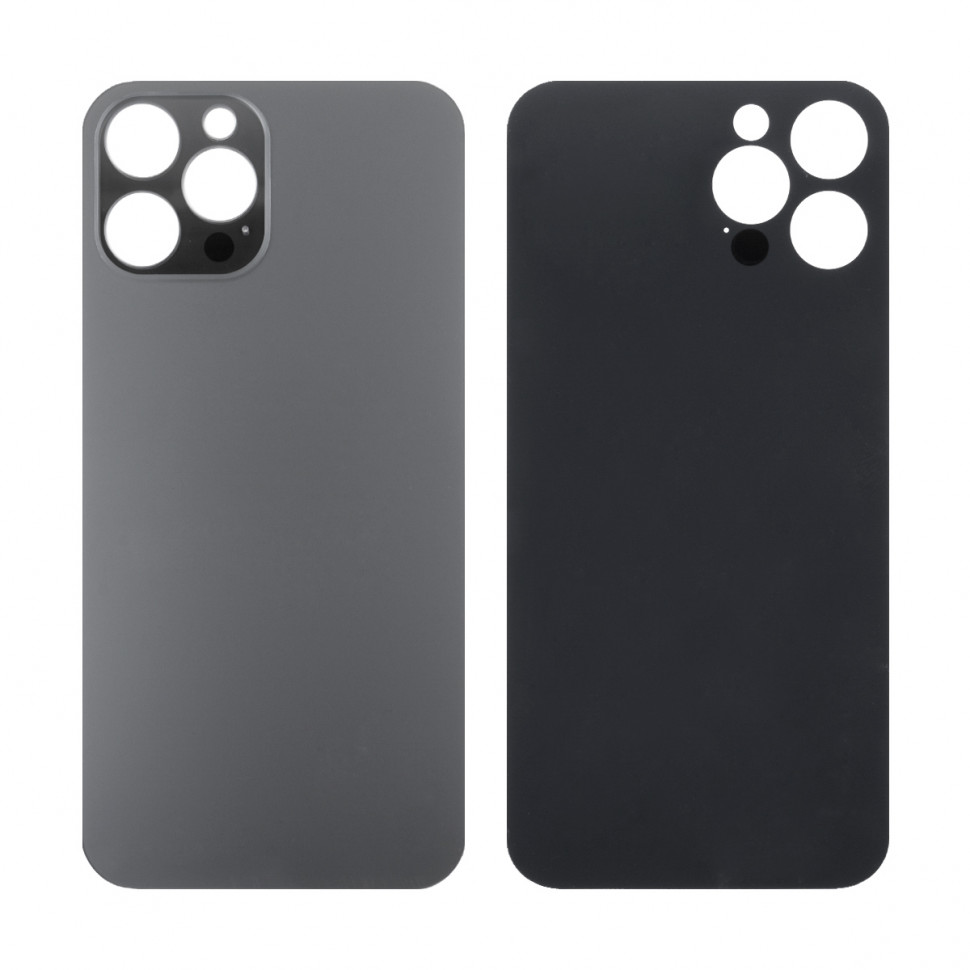Задняя крышка для iPhone 12 Pro Max Серый (стекло, широкий вырез под камеру, логотип)