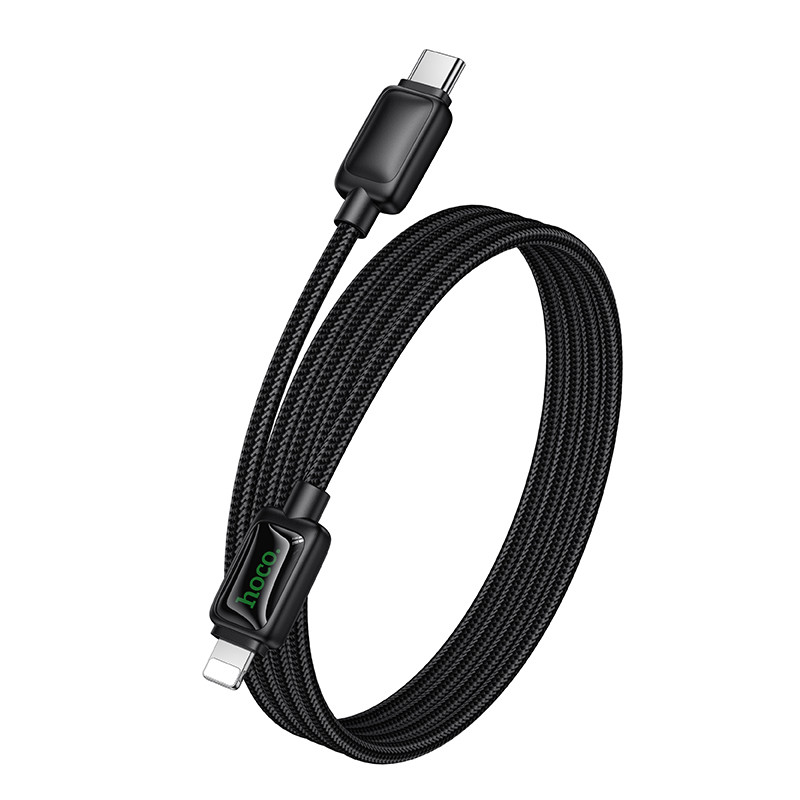 Кабель Type-C - Lightning Hoco U146 (3A, 30W, PD, оплетка нейлон, 1.2 м) Черный