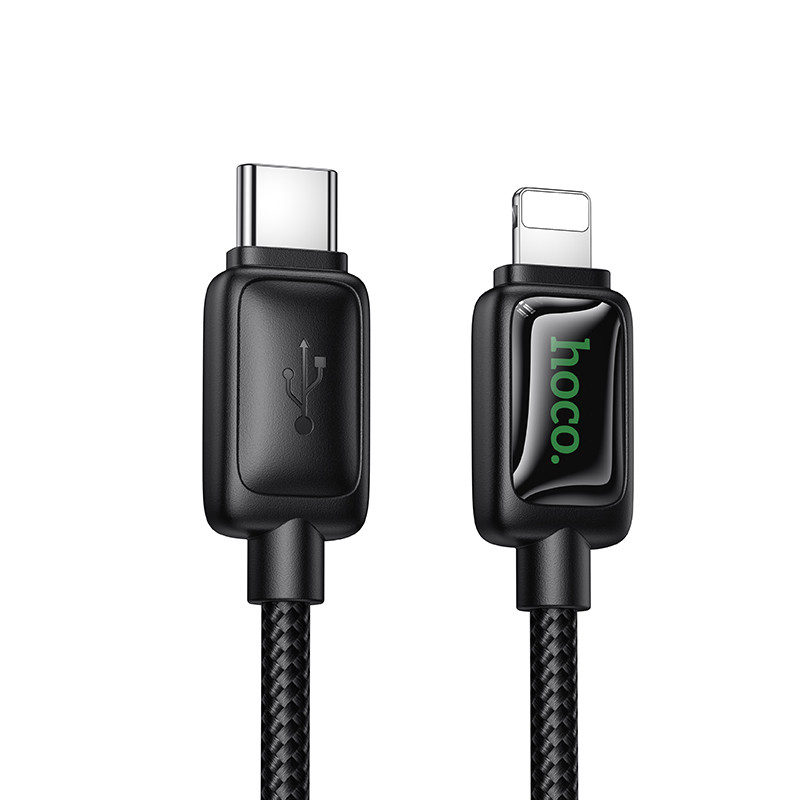 Кабель Type-C - Lightning Hoco U146 (3A, 30W, PD, оплетка нейлон, 1.2 м) Черный