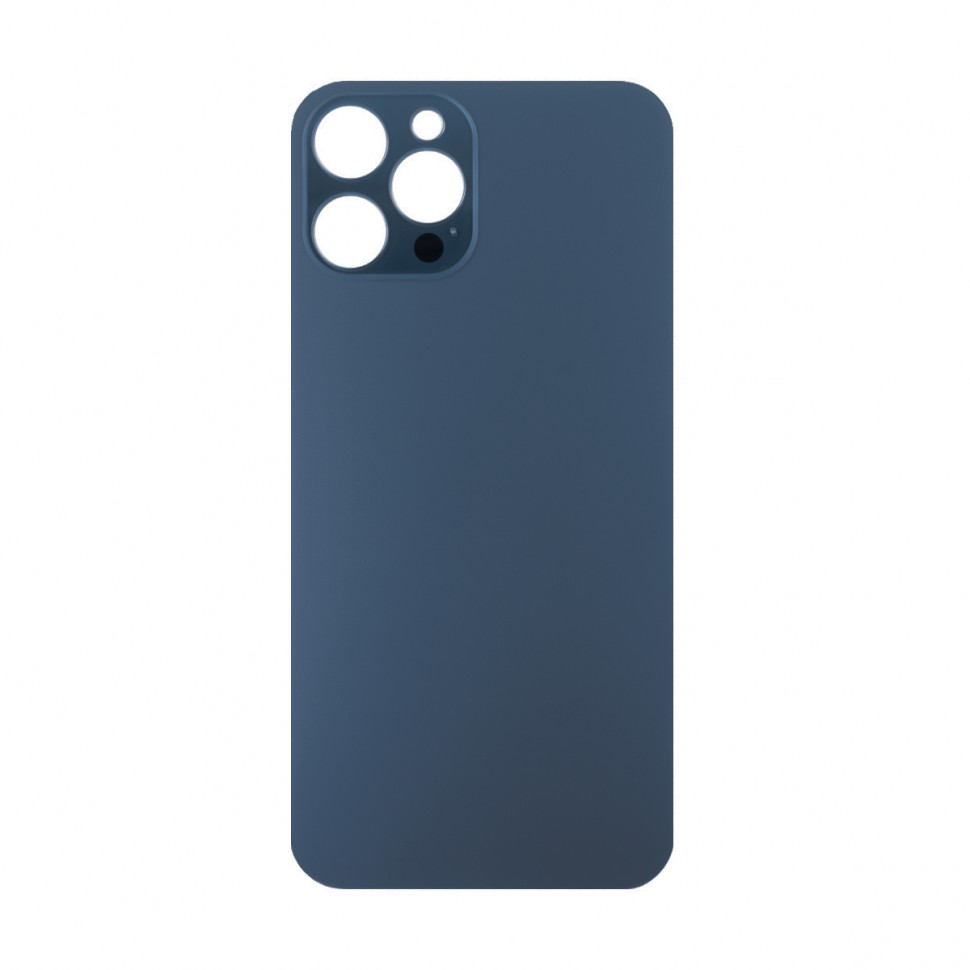 Задняя крышка для iPhone 12 Pro Max Синий (стекло, широкий вырез под камеру, логотип)