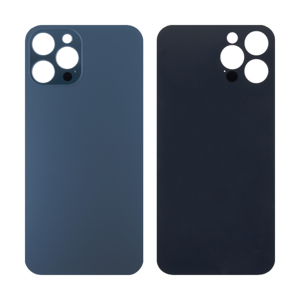 Задняя крышка для iPhone 12 Pro Max Синий (стекло, широкий вырез под камеру, логотип)