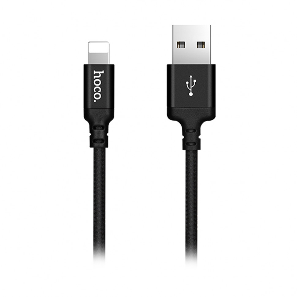 Кабель USB - Lightning Hoco X14 (2A, оплетка нейлон, 2 м) Черный