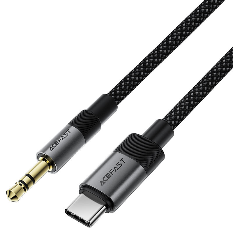 Кабель AUX "3,5 мм" Jack - Type-C Acefast J11 (оплетка нейлон) (1 м) Черный