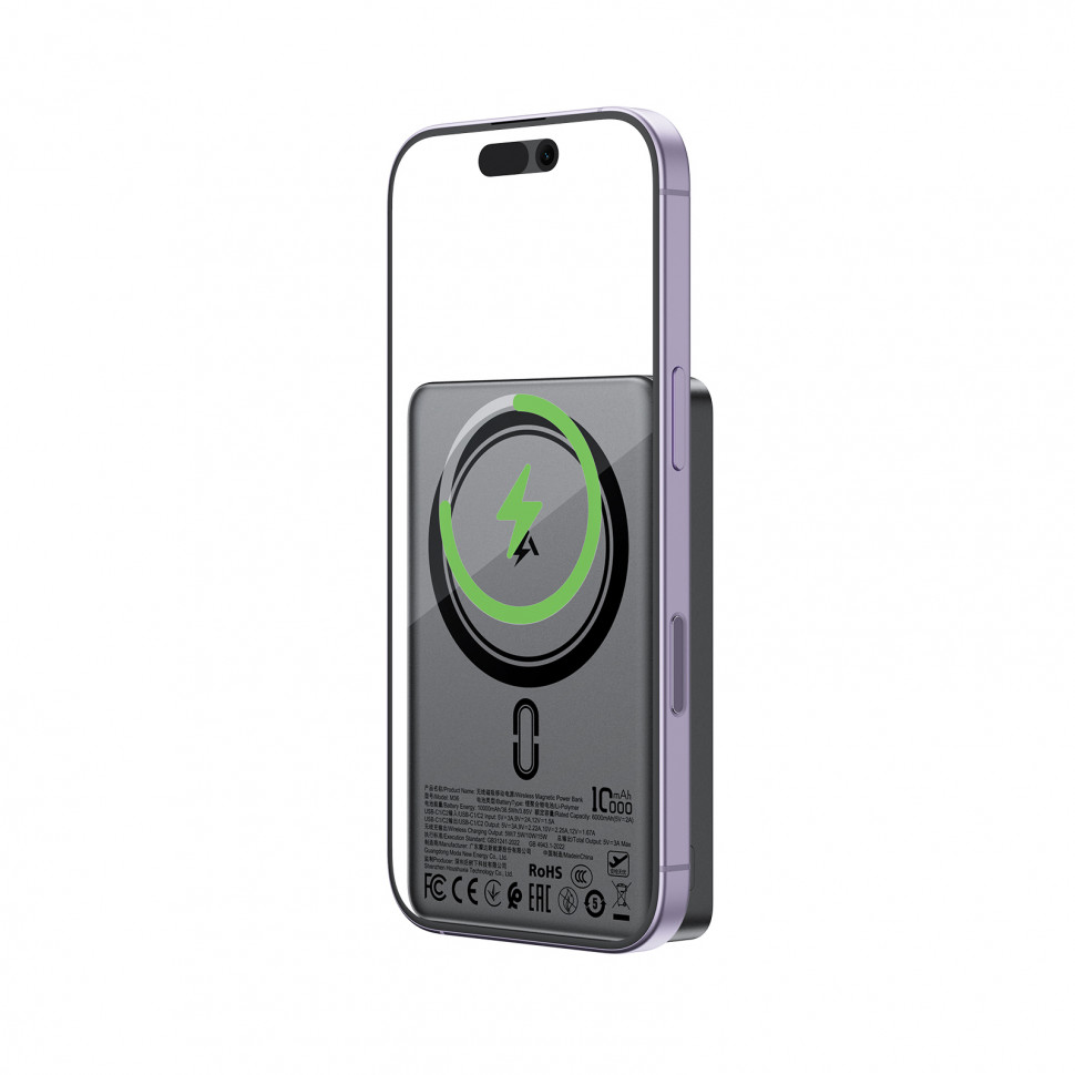 Внешний Аккумулятор Acefast M36 10000 mAh (22.5W, PD, MagSafe 15W, Type-C, LCD) Серый