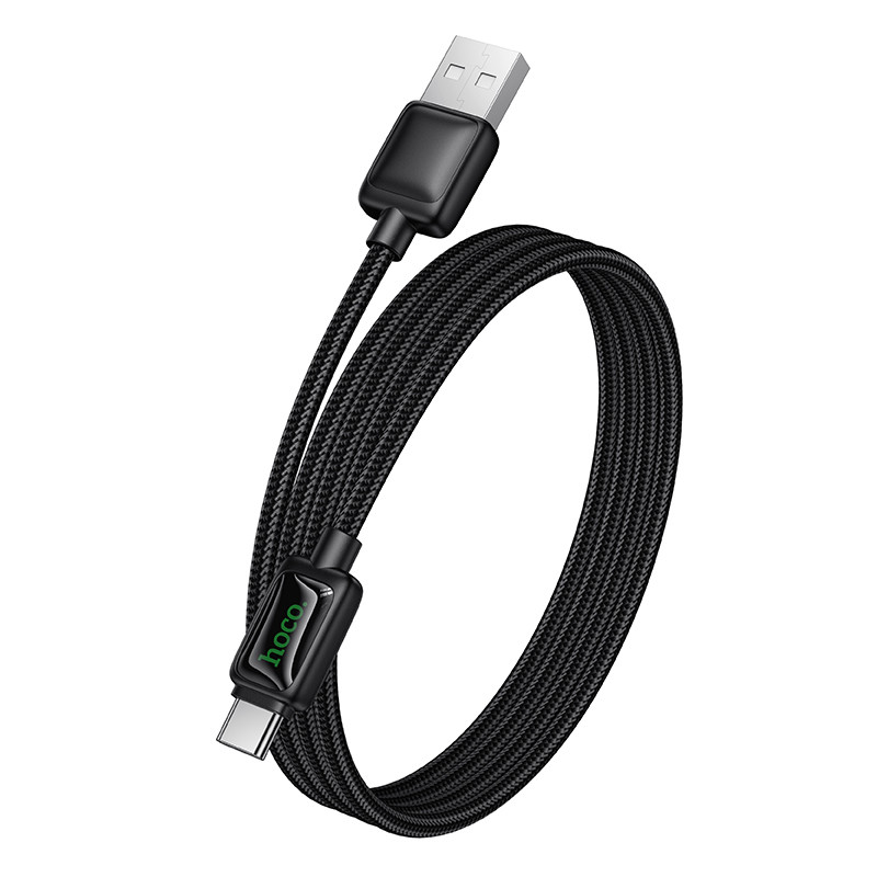 Кабель USB - Type-C Hoco U146 (3A, 36W, оплетка нейлон, 1.2 м) Черный