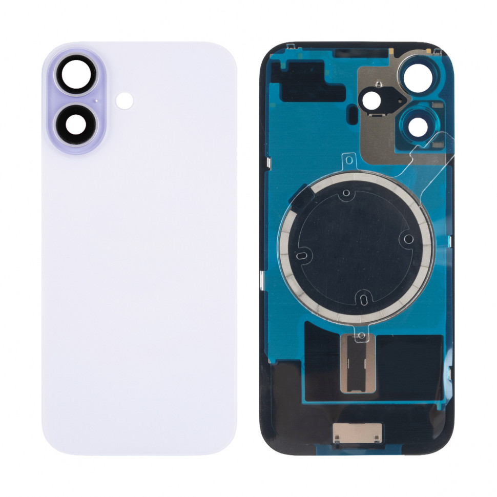 Задняя крышка для iPhone 17 в сборе со стеклом камеры Фиолетовый (стекло, логотип) - Премиум