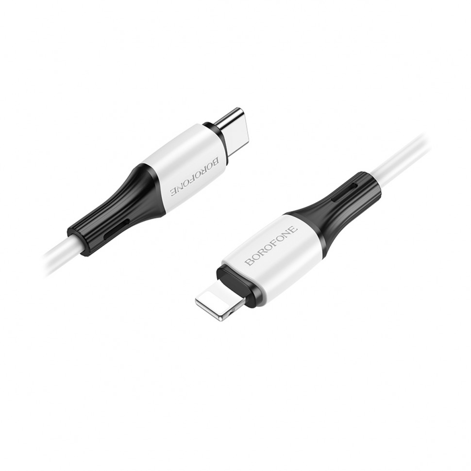 Кабель Type-C - Lightning Borofone BX79 (3A, 20W, PD, оплетка силикон, термостойкий) Белый