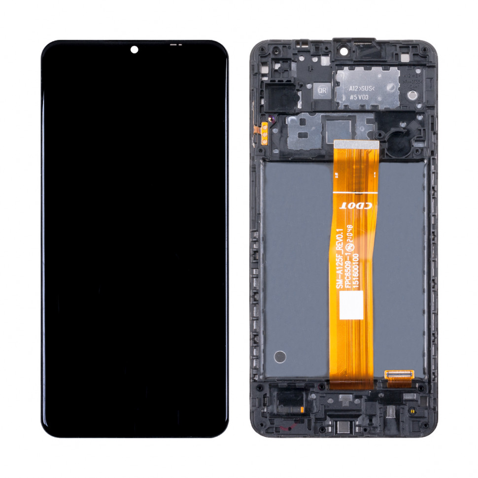 Дисплей с рамкой для Samsung A125F (A12) Черный