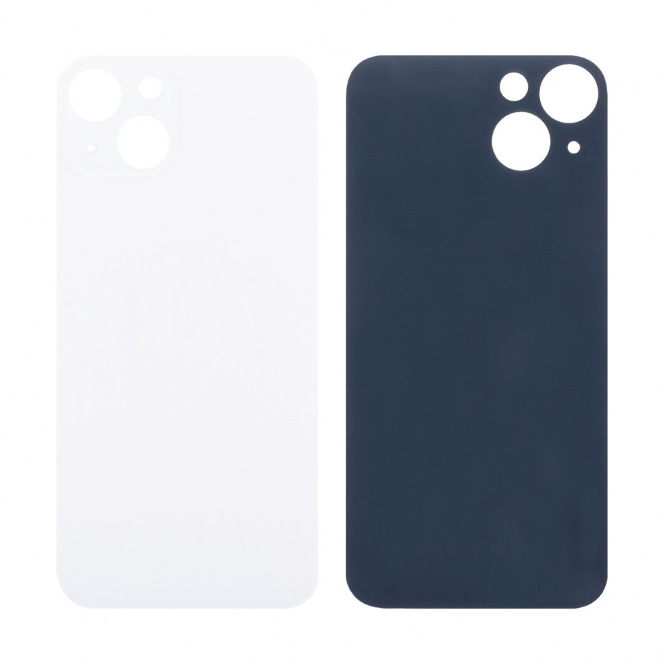 Задняя крышка для iPhone 13 Белый (стекло, широкий вырез под камеру, логотип)