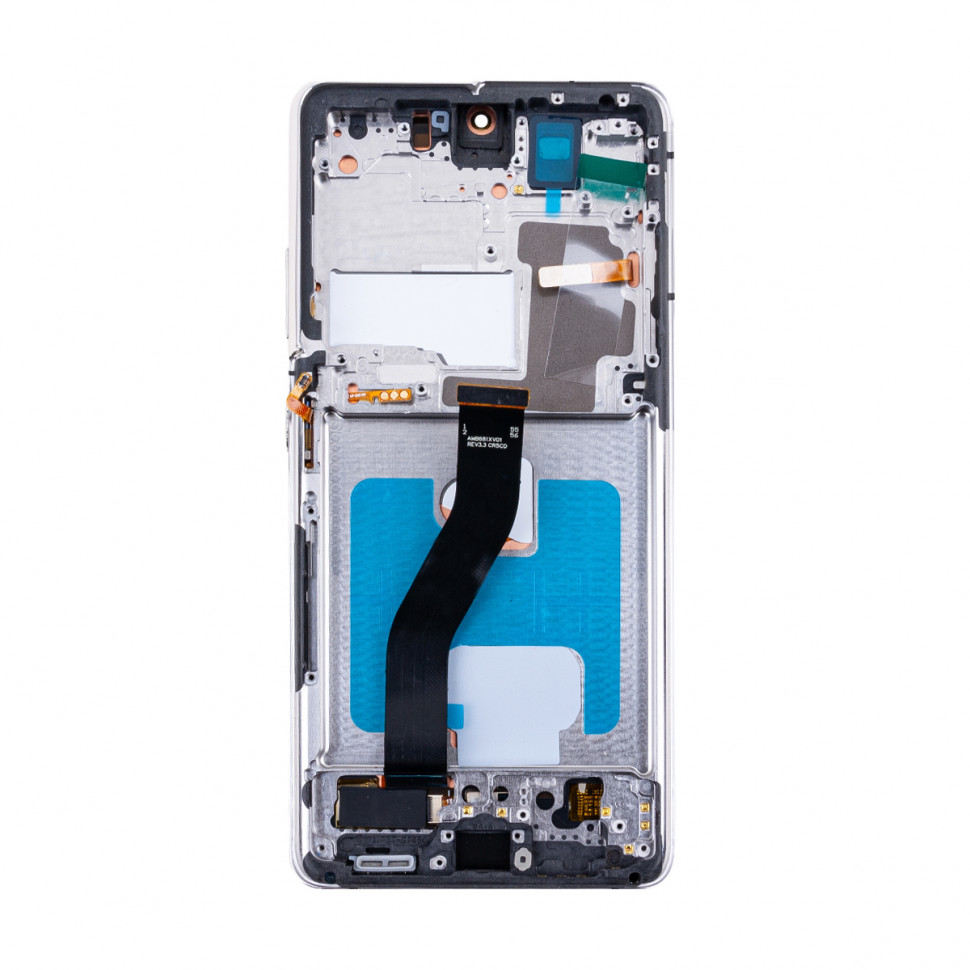 Дисплей с рамкой для Samsung G998B (S21 Ultra) Серебро OLED (Full Size)