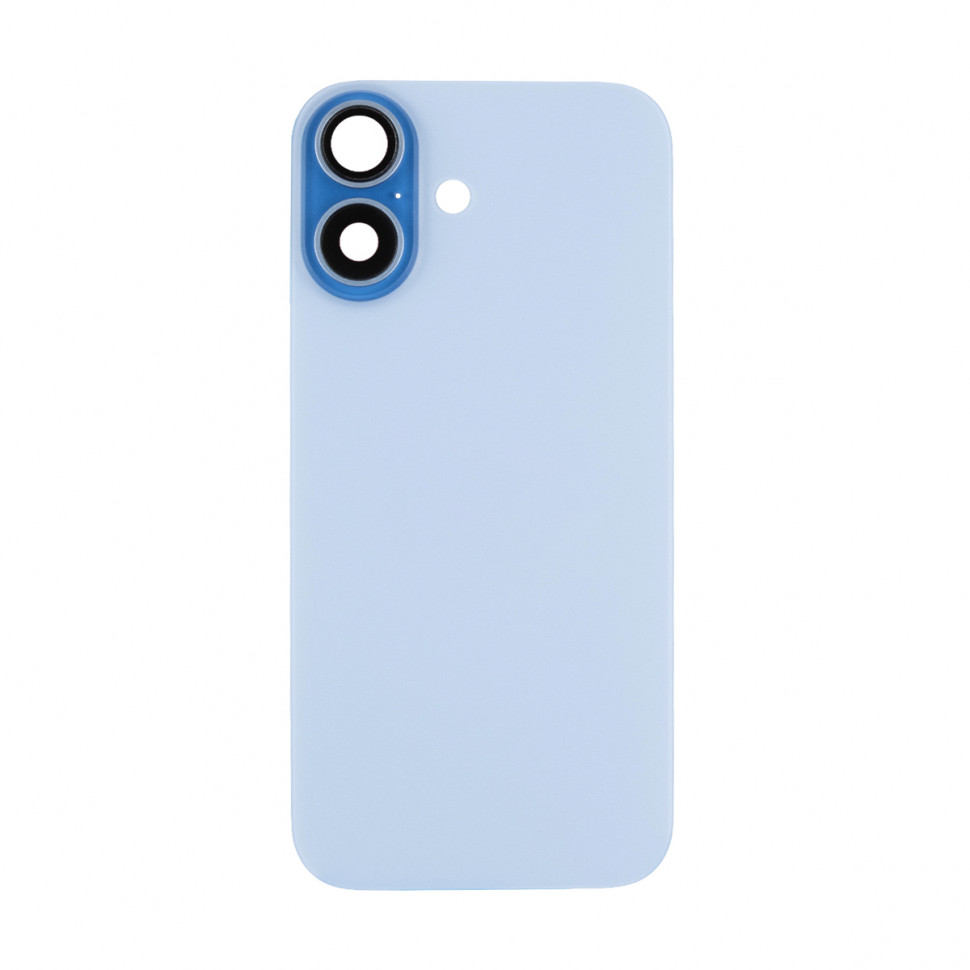 Задняя крышка для iPhone 17 в сборе со стеклом камеры Голубой (стекло, логотип) - Премиум