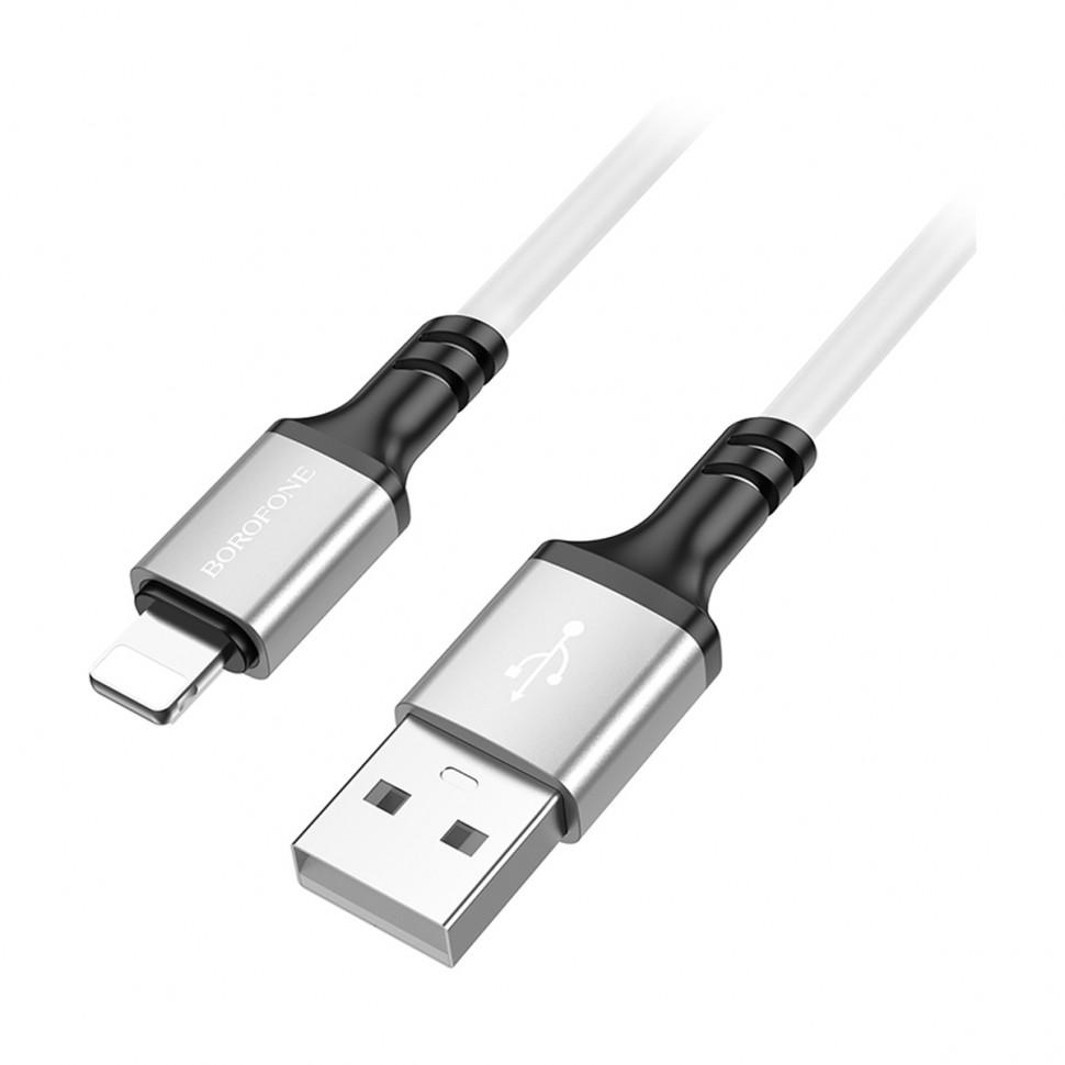 Кабель USB - Lightning Borofone BX83 (2.4A, силикон, термостойкий) Белый