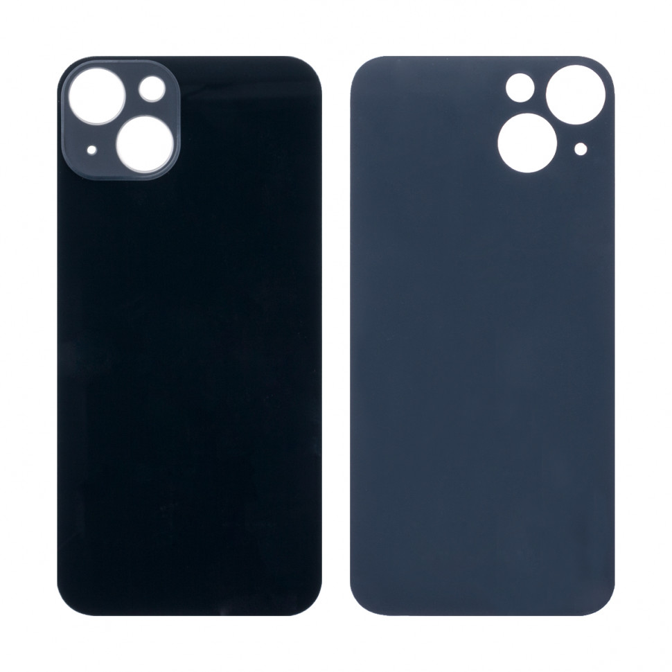 Задняя крышка для iPhone 13 Черный (стекло, широкий вырез под камеру, логотип)