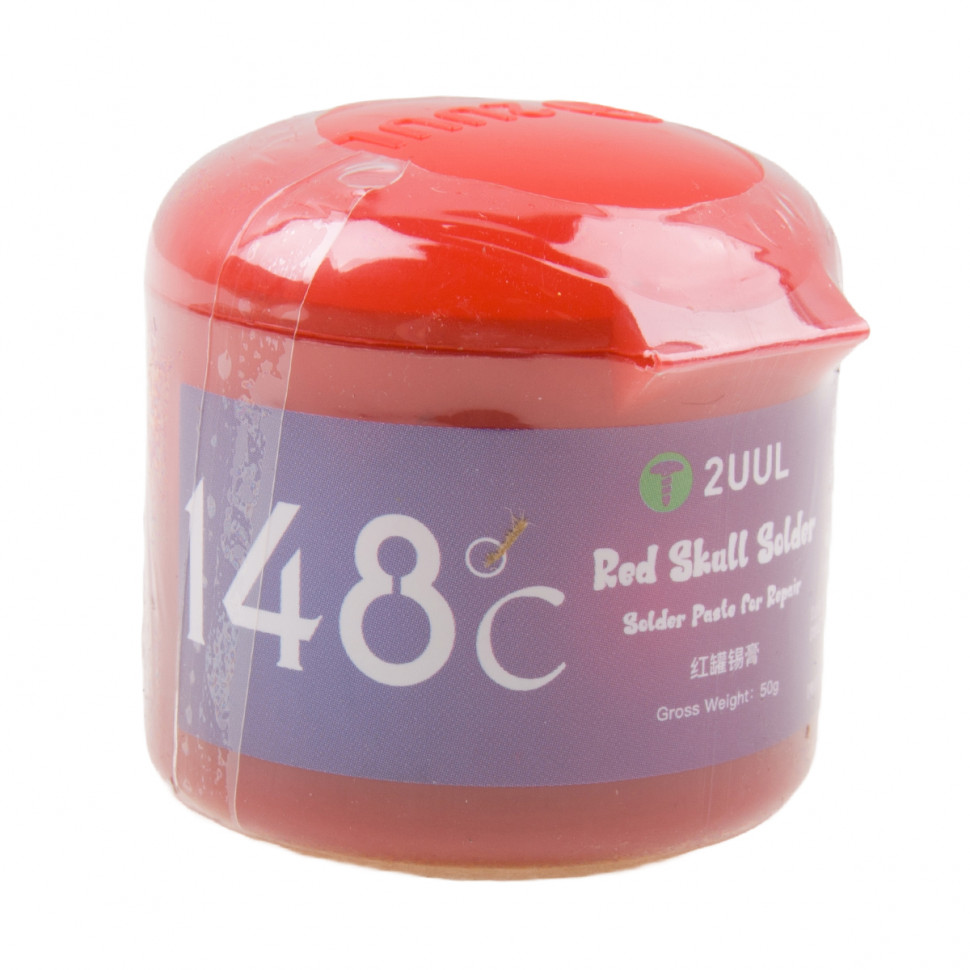 Паста паяльная 2UUL Red Skull RS148 (50 г, низкотемпературная 148°C, бессвинцовая)