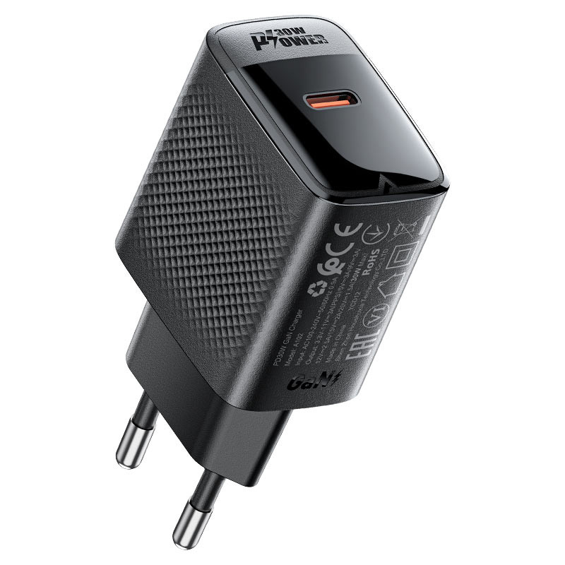 СЗУ Type-C Acefast A102 (30W, PD, GaN) Черный
