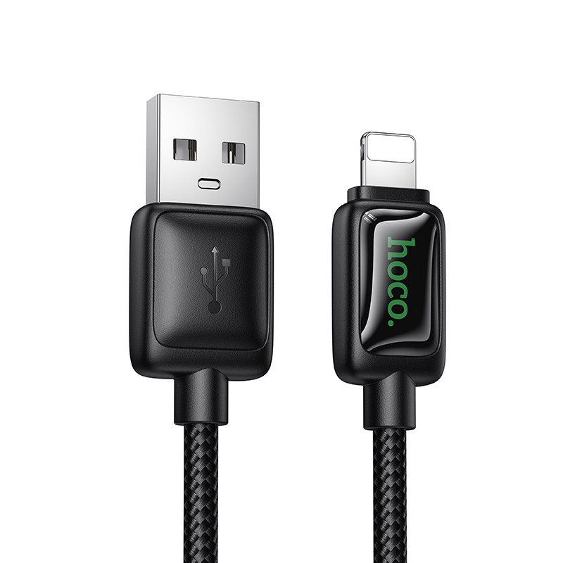 Кабель USB - Lightning Hoco U146 (12W, оплетка нейлон, 1.2 м) Черный