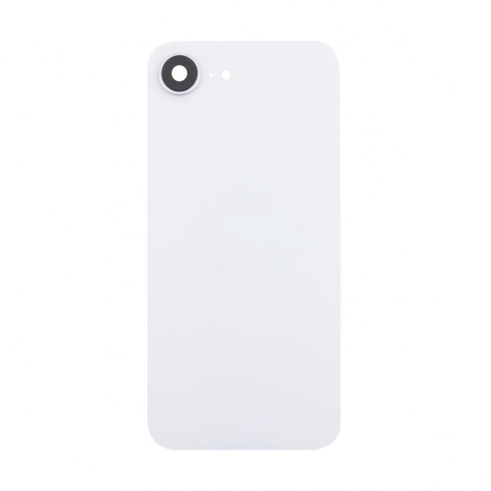 Задняя крышка для iPhone 16e в сборе со стеклом камеры Белый (стекло, логотип) - Премиум